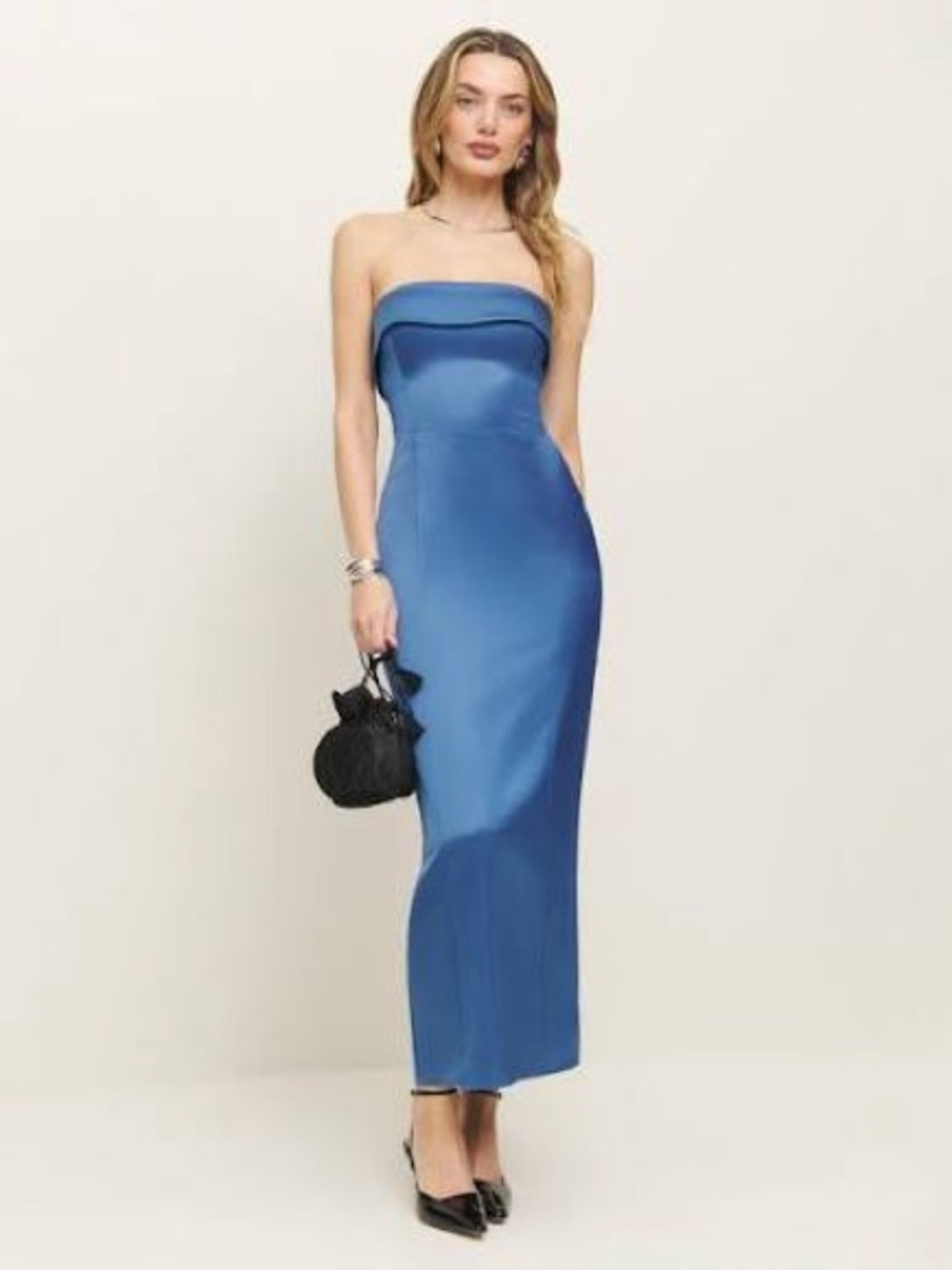 Reformation NWT Johan Satin Dress in Starry Night